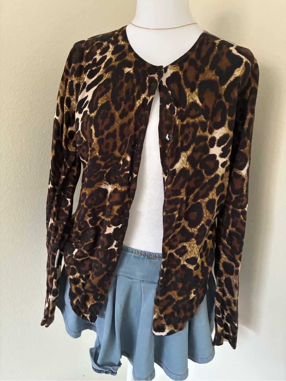 august silk Leopard Print Button-Front Cardigan in Brown and Black
